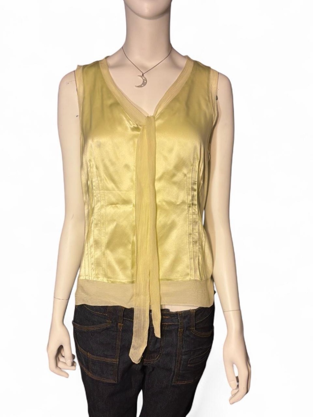 Ann Taylor Satin Tie-Front Sleeveless Top